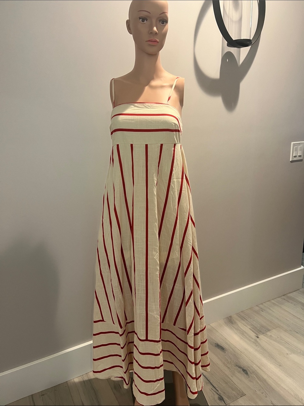 Petal & Pup Cream Maxi Dress with Red Stripes